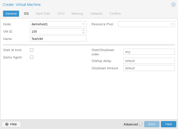 Proxmox VM creation screen from official documentation